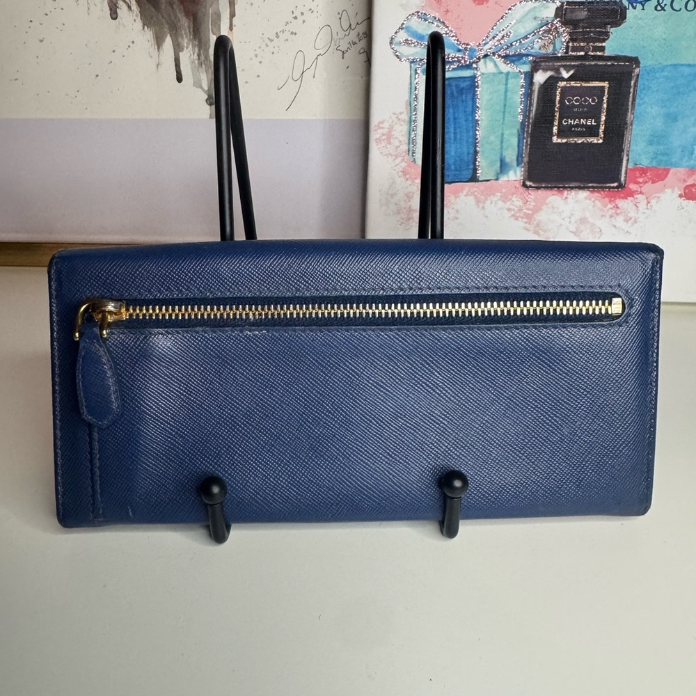 Prada Navy Blue Wallet with Gold Accents - Picture 2 of 8